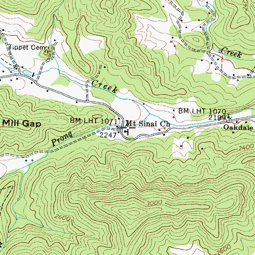 Topographic Map of Mount Sinai Church, NC