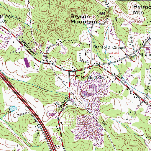 Topographic Map of Mount Sinai Church, NC