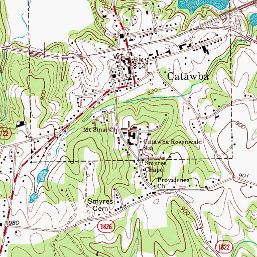 Topographic Map of Mount Sinai Church, NC