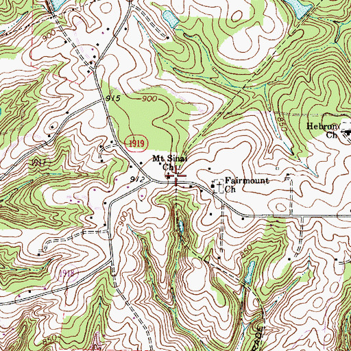 Topographic Map of Mount Sinai Church, NC