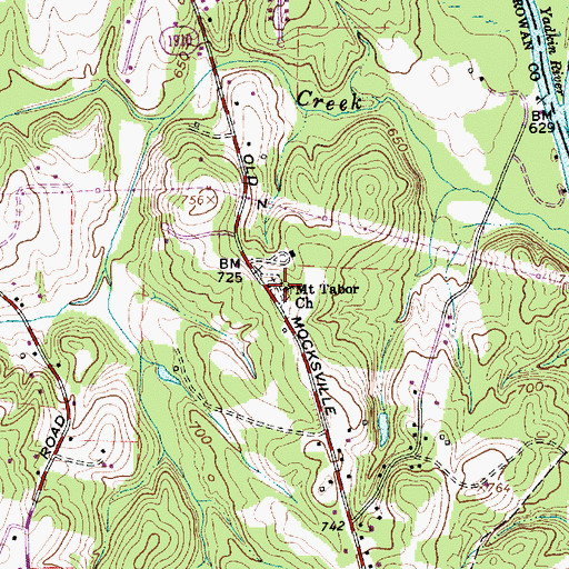 Topographic Map of Mount Tabor Church, NC