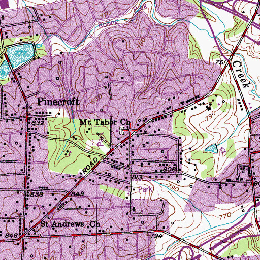Topographic Map of Mount Tabor Church, NC