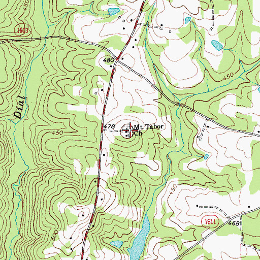 Topographic Map of Mount Tabor Church, NC