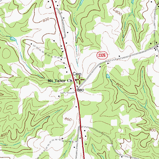Topographic Map of Mount Tabor Church, NC
