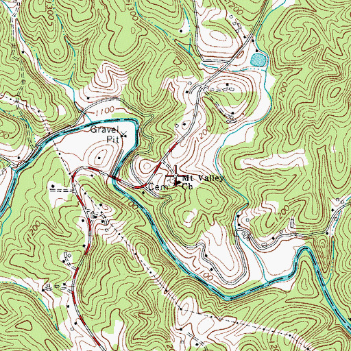 Topographic Map of Mount Valley Church, NC