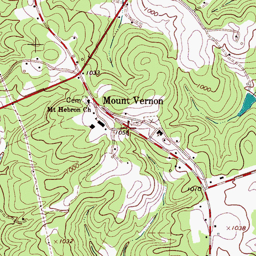 Topographic Map of Mount Vernon, NC