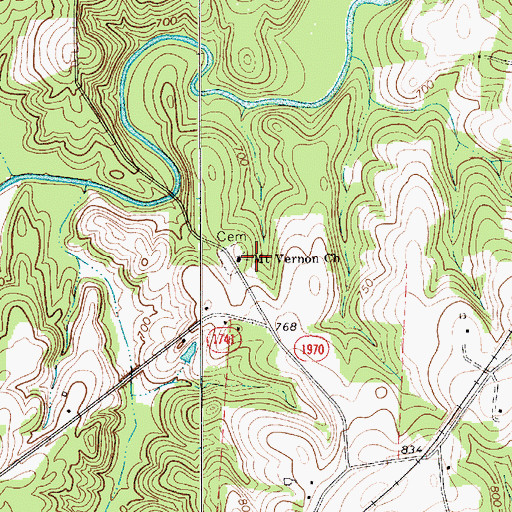 Topographic Map of Mount Vernon Church, NC
