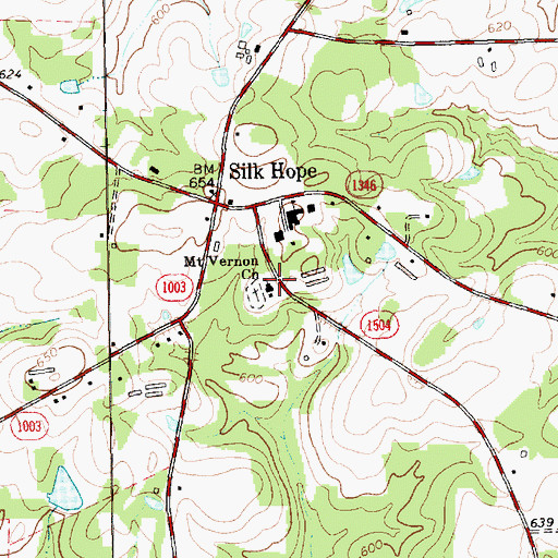Topographic Map of Mount Vernon Church, NC