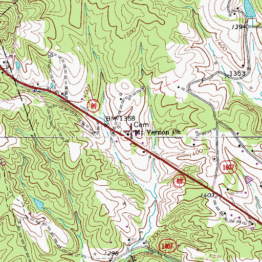 Topographic Map of Mount Vernon Church, NC