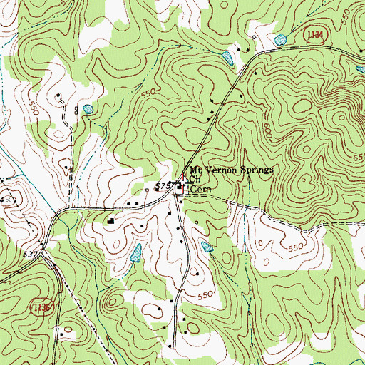 Topographic Map of Mount Vernon Springs Church, NC