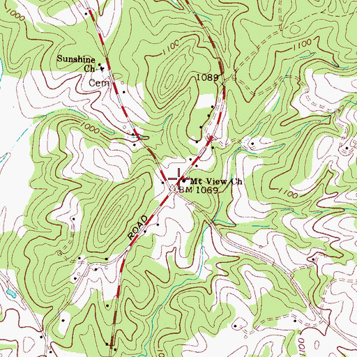 Topographic Map of Mount View Church, NC