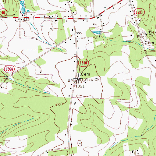 Topographic Map of Mount View Church, NC