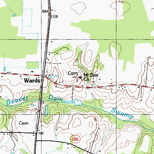 Topographic Map of Mount Zion Church, NC