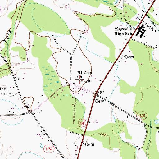 Topographic Map of Mount Zion Church, NC
