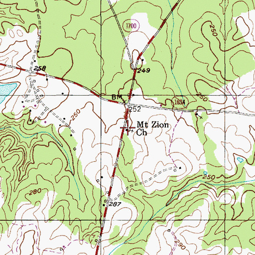 Topographic Map of Mount Zion Church, NC