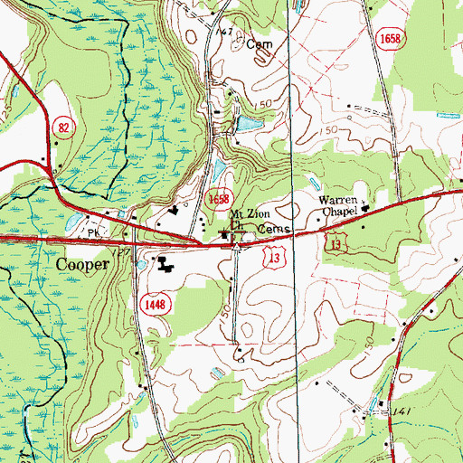 Topographic Map of Mount Zion Church, NC