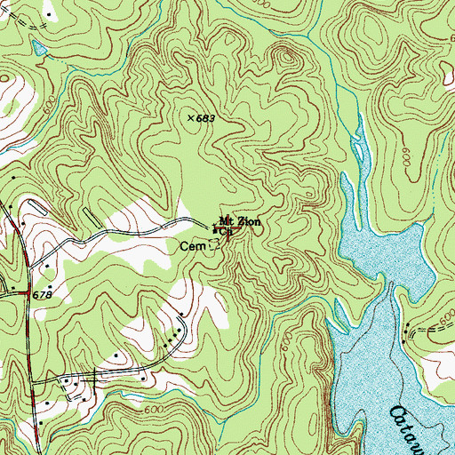 Topographic Map of Mount Zion Church, NC