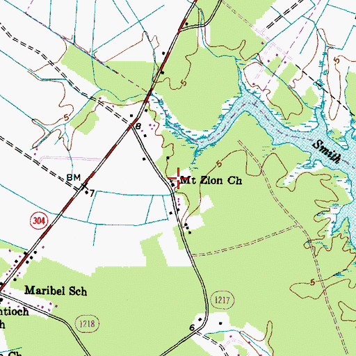 Topographic Map of Mount Zion Church, NC