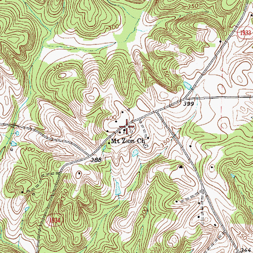 Topographic Map of Mount Zion Church, NC