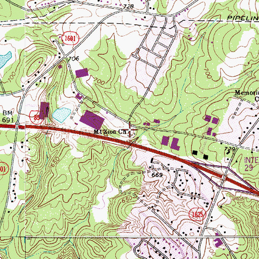 Topographic Map of Mount Zion Church, NC