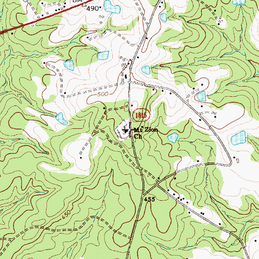Topographic Map of Mount Zion Church, NC