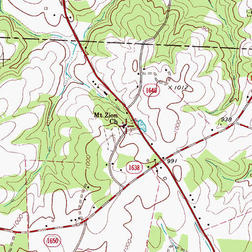 Topographic Map of Mount Zion Church, NC