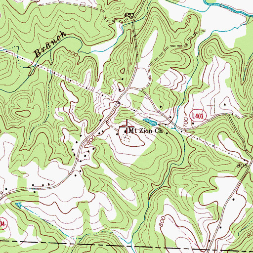 Topographic Map of Mount Zion Church, NC