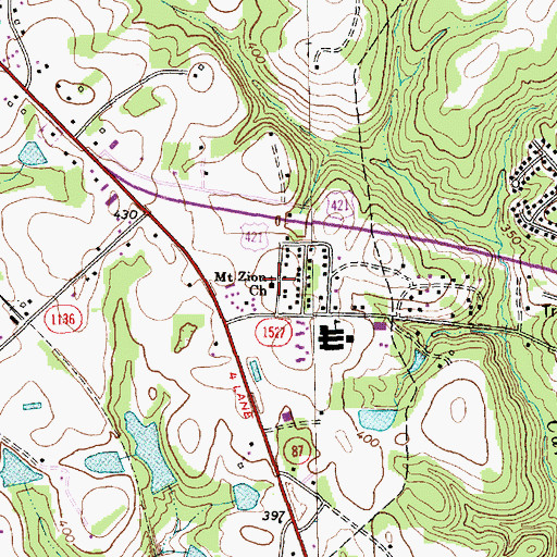 Topographic Map of Mount Zion Church, NC