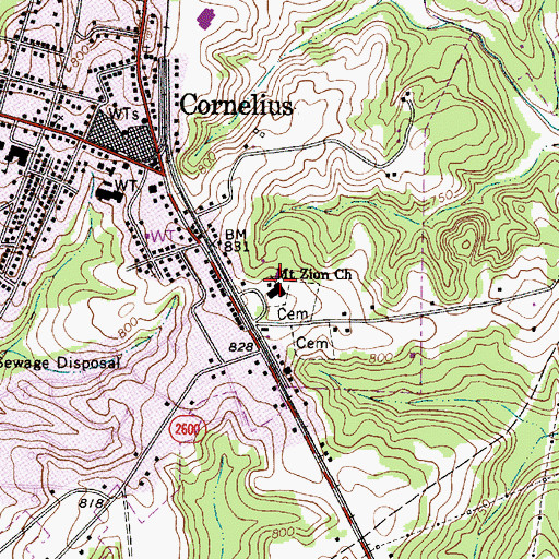 Topographic Map of Mount Zion Church, NC