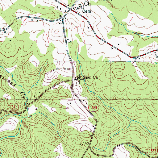 Topographic Map of Mount Zion Church, NC