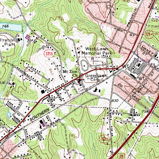 Topographic Map of Mount Zion Church, NC
