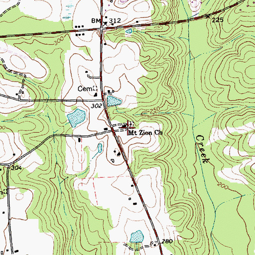 Topographic Map of Mount Zion Church, NC