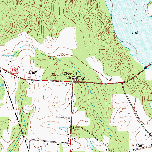 Topographic Map of Mount Zion Church, NC