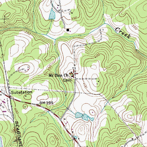 Topographic Map of Mount Zion Church, NC