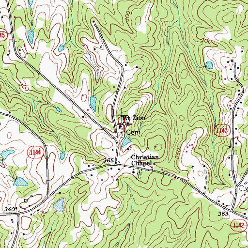 Topographic Map of Mount Zion Church, NC