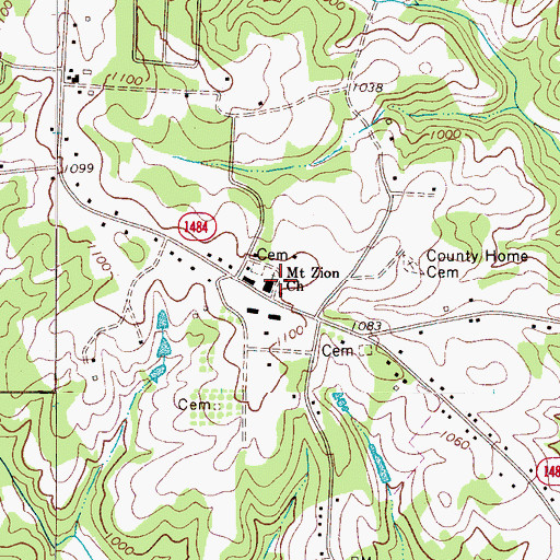 Topographic Map of Mount Zion Church, NC
