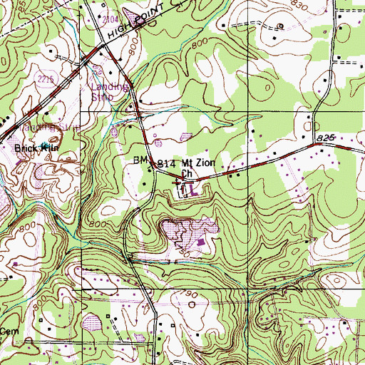 Topographic Map of Mount Zion Wesleyan Church, NC