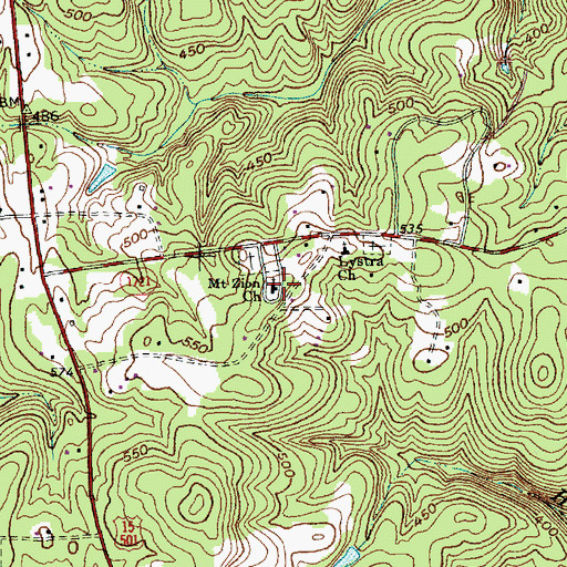 Topographic Map of Mount Zion Church, NC