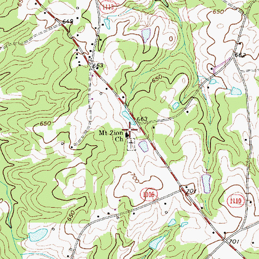 Topographic Map of Mount Zion Church, NC