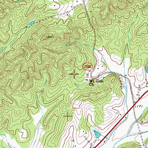 Topographic Map of Mount Zion Church, NC