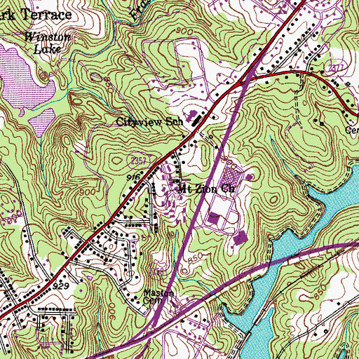 Topographic Map of Mount Zion Church, NC