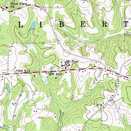 Topographic Map of Mount Zion Baptist Church, NC