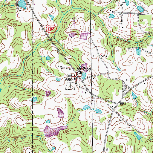 Topographic Map of Mount Zion Church, NC