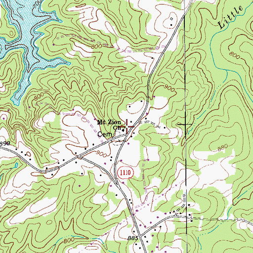 Topographic Map of Mount Zion United Methodist Church, NC