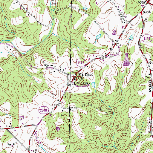 Topographic Map of Mount Zion United Methodist Church, NC