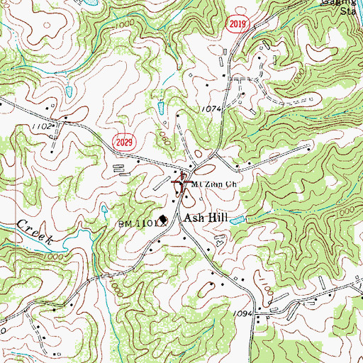 Topographic Map of Mount Zion Baptist Church, NC