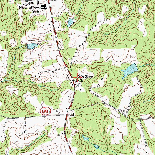 Topographic Map of Mount Zion Church, NC
