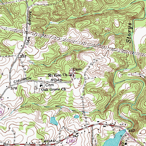 Topographic Map of Mount Zion Church, NC