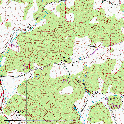 Topographic Map of Mount Zion Methodist Church, NC