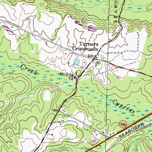 Topographic Map of Mount Zion Church, NC